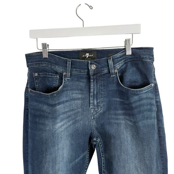 7 For All Mankind Slimmy Squiggle Dark Lago Wash Jeans Mens 31x33 - Picture 2 of 9